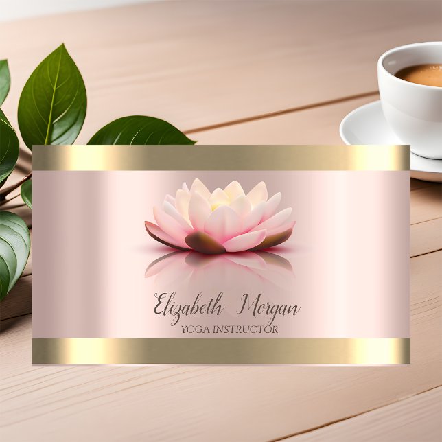 Lotusblomma Guld Rand Rosa Guld Yogainstruktör Visitkort (Skapare uppladdad)