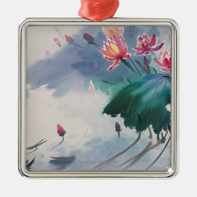 Lotusblomma i damm julgransprydnad metall (Framsidan)