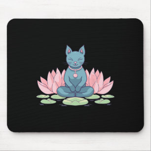 Lotusblomma Katt På Yoga Meditation Andlig Zen Musmatta