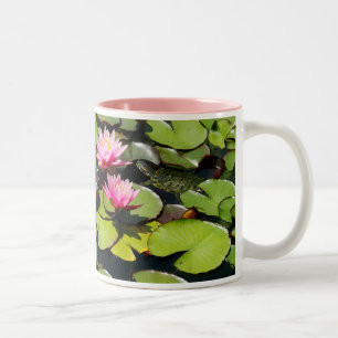 Lotusblomma/Lilypads & sköldpaddamugg Två-Tonad Mugg