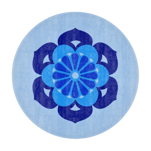 Lotusblomma Mandala, Indigo och Ljusblå (Framsidan)