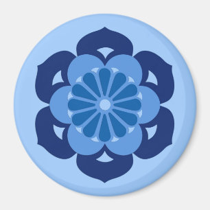 Lotusblomma Mandala, Indigo och Ljusblå Magnet
