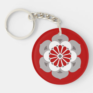 Lotusblomma Mandala, Mörkröd, Grå och Vit
