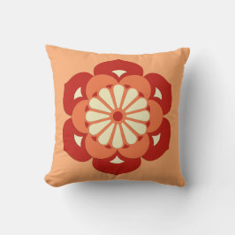 Lotusblomma Mandala, Pastell Orange och Mandarin Kudde