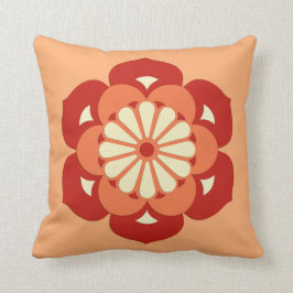 Lotusblomma Mandala, Pastell Orange och Mandarin Kudde