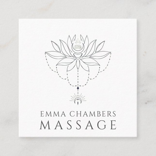Lotusblomma Massage Terapeut  Fyrkantigt Visitkort (Framsida)