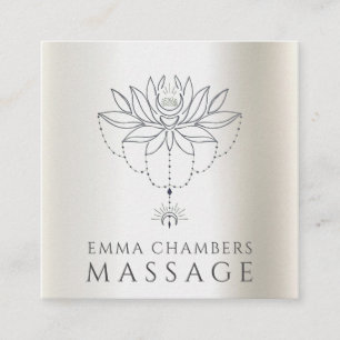 Lotusblomma Massage Terapeut Pärlskimrande Fyrkantigt Visitkort