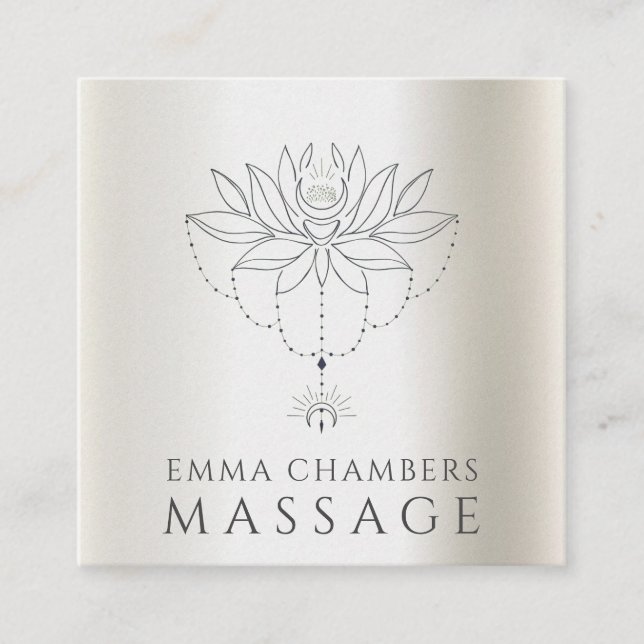 Lotusblomma Massage Terapeut Pärlskimrande  Fyrkantigt Visitkort (Framsida)