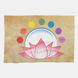 Lotusblomma med chakra kökshandduk