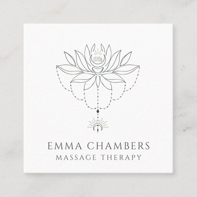 Lotusblomma Meditation Massageterapeut Fyrkantigt Visitkort (Framsida)
