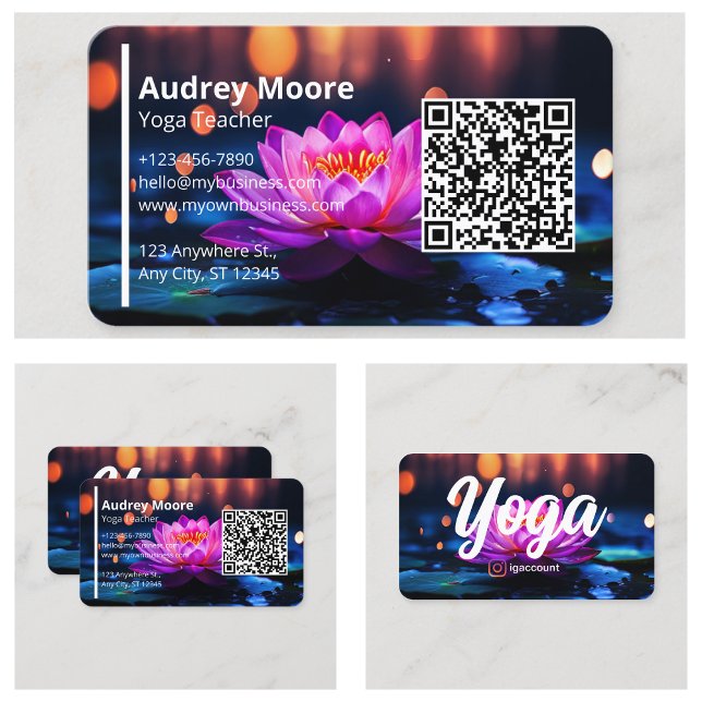 Lotusblomma Moderna Eleganta Mallar för Yogalärare Visitkort (Lotus Flower Modern Elegant Yoga Teacher Templates Business Card
)