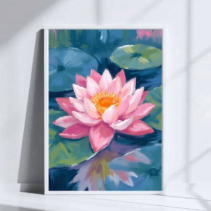 Lotusblomma Näckrosblad Akvarell Poster