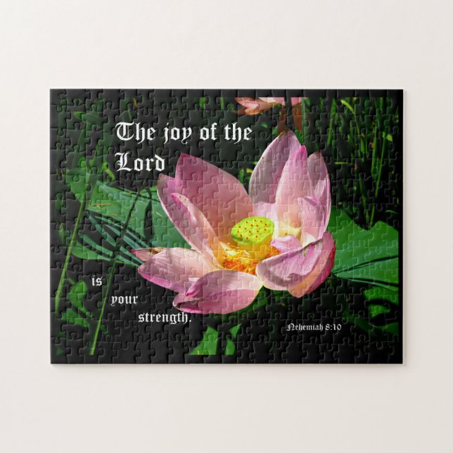 Lotusblomma Nehemia 8:10 Pussel (Horisontell)