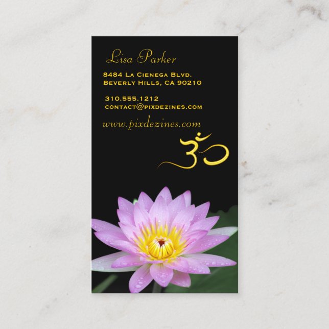 Lotusblomma, Om yoga, healers Visitkort (Framsida)