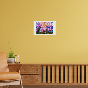 Lotusblomma Vattenlilja Rosa Lila Orange Solnedgån Poster