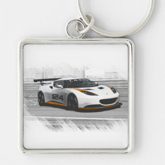 Lotusblommabilkeychain Fyrkantig Silverfärgad Nyckelring