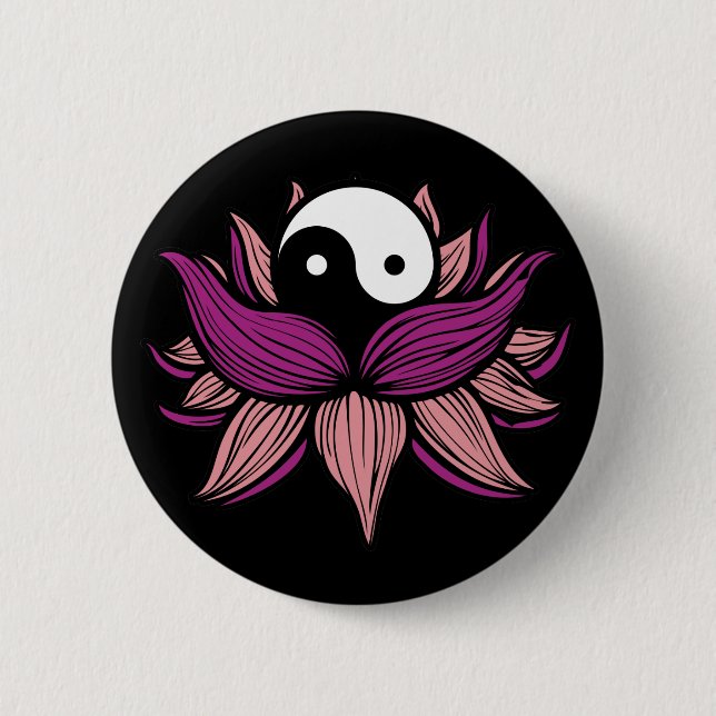 Lotusblommablomma och Yin Yang Knapp (Framsida)