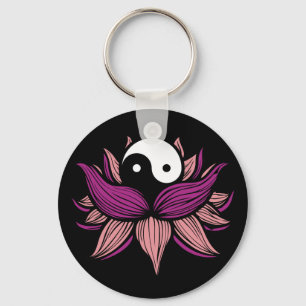 Lotusblommablomma och Yin Yang Nyckelring