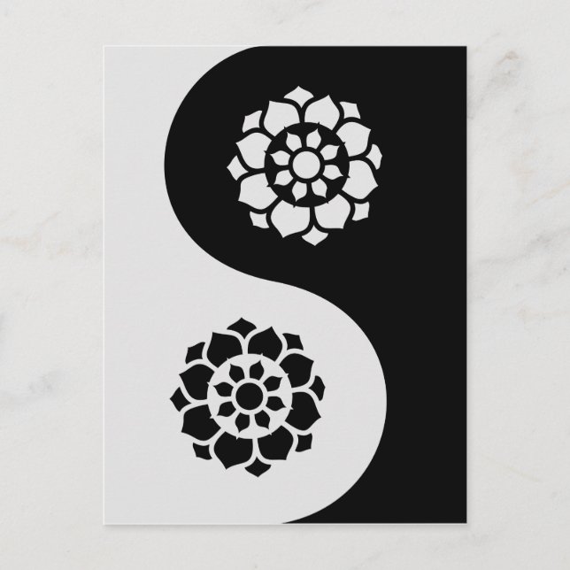 Lotusblommablomma Yin Yang Vykort (Framsida)