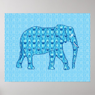 Lotusblommablommaelefant - turkos poster