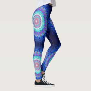 LotusblommablommaMandala - cyan violet för blått Leggings