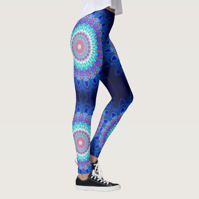 LotusblommablommaMandala - cyan violet för blått Leggings (Höger)
