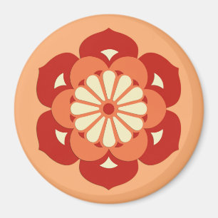 LotusblommablommaMandala, pastellfärgad orange oc Magnet