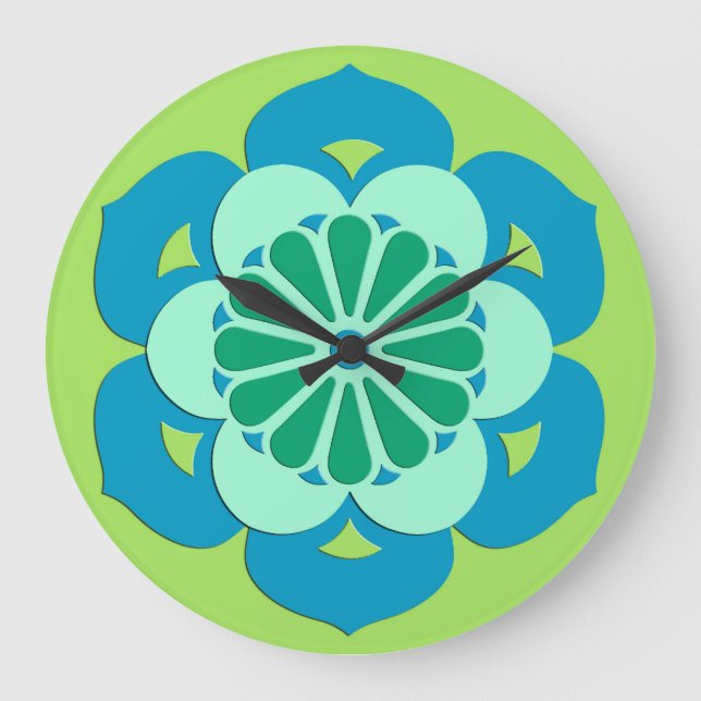 Lotusblommar blommar mandalaen, kalkar grönt och stor klocka (Framsida)