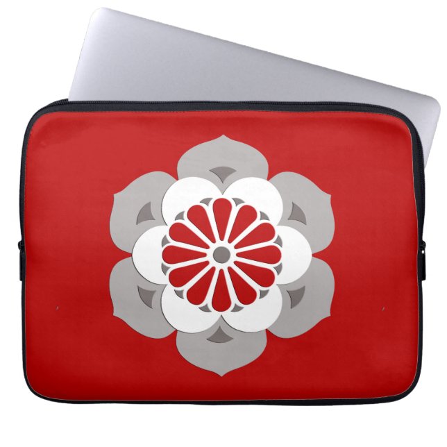 Lotusblommar blommar mandalaen, mörk - som är röd laptop sleeve (Framsidan)