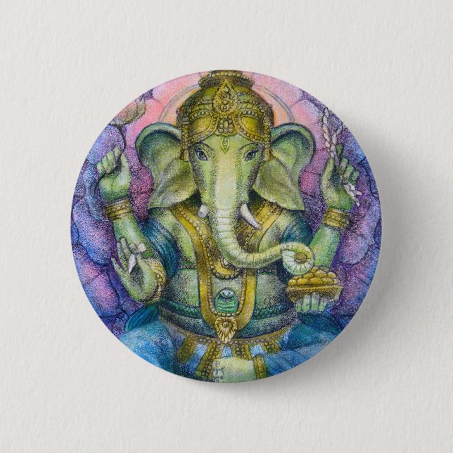 Lotusblommar Ganesha knäppas Knapp (Framsida)