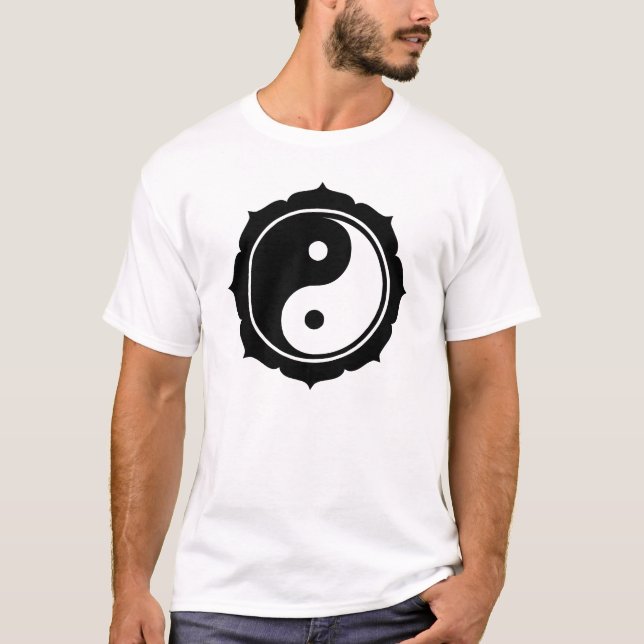 Lotusblommar Yin Yang undertecknar T-shirt (Framsida)