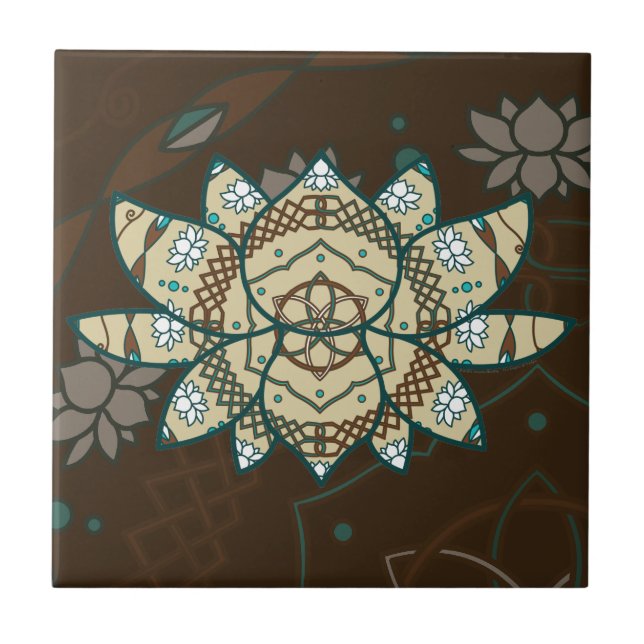 Lotusblommarna belägger med tegel kakelplatta (Framsidan)