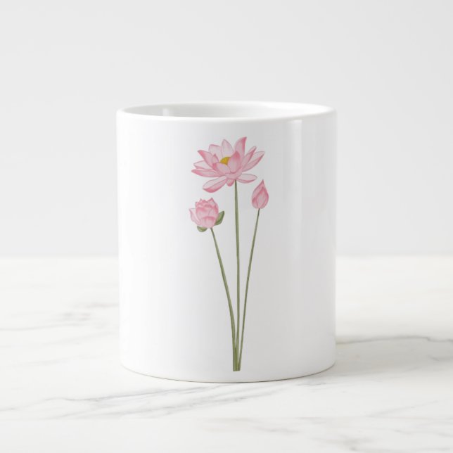 Lotusblommor Botanisk Illustration Kaffemugge Jumbo Mugg (Framsidan)