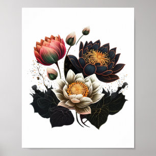 Lotusblommor Buddhism Andligt Symbol Yoga Namas Poster