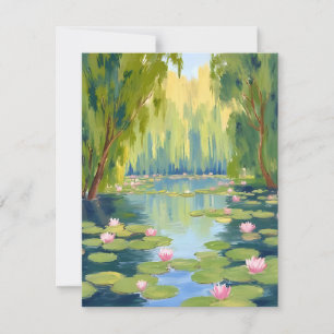 Lotusblompond   Grön Natur i Vattenfärg Tack Kort