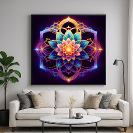 Lotusemblem - Livlig geometrisk blomstermässig abs Poster