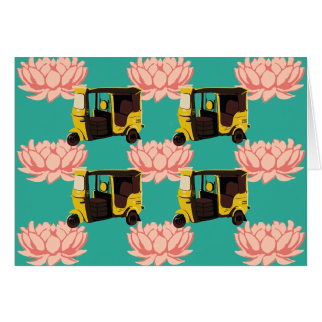 Lotuses och Rickshaws Hälsningskort (Framsidan Horizontal)