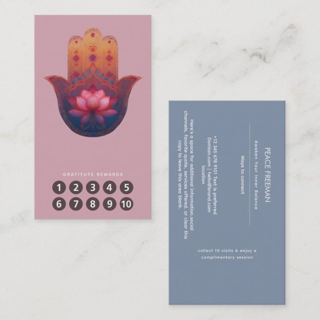 Lotusförbannelse | Hamsa Hand Visitkort (Fram/baksida)