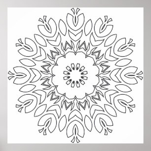 Lotusinspirerad mandala med flytande organiska for poster