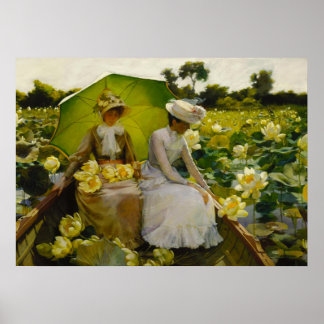 Lotusliljor, Fin konst av Charles Curran Poster
