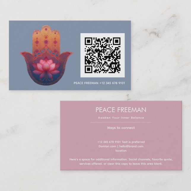 Lotussegning | Hamsa Hand Visitkort (Fram/baksida)
