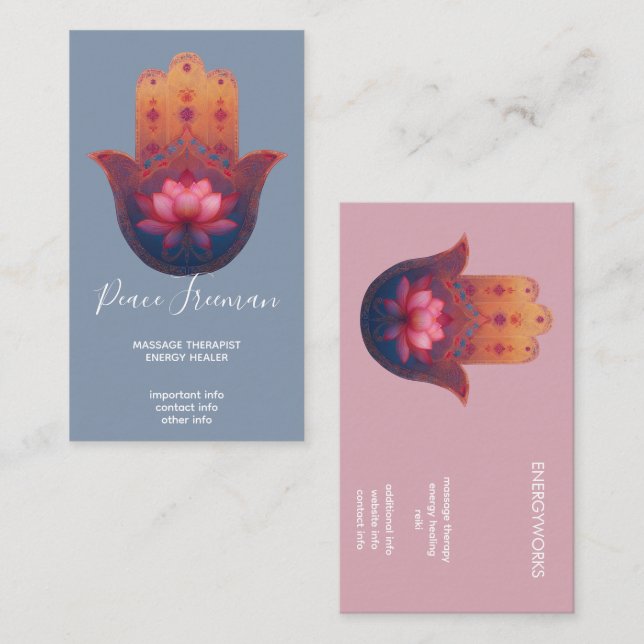 Lotussegning | Hamsa Hand Visitkort (Fram/baksida)