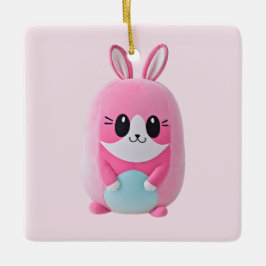 "Lou Lou". En fegt rosa varelse Julgransprydnad Keramik