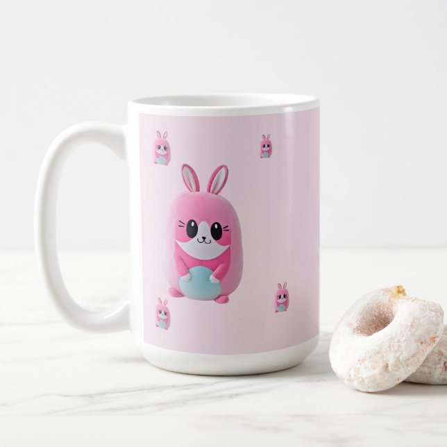 "Lou Lou". En rosa varelse. Kaffemugg (Med munk)