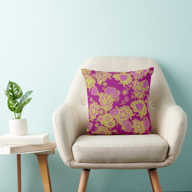 Lou Pop 💜💛 Barock Floral Kudde (Stol)