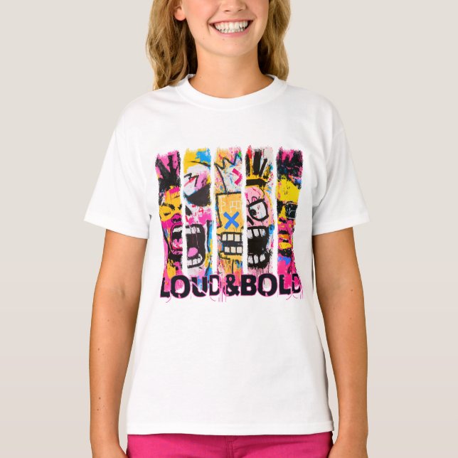 Loud & Bold - Graffiti Street Art Design T Shirt (Framsida)