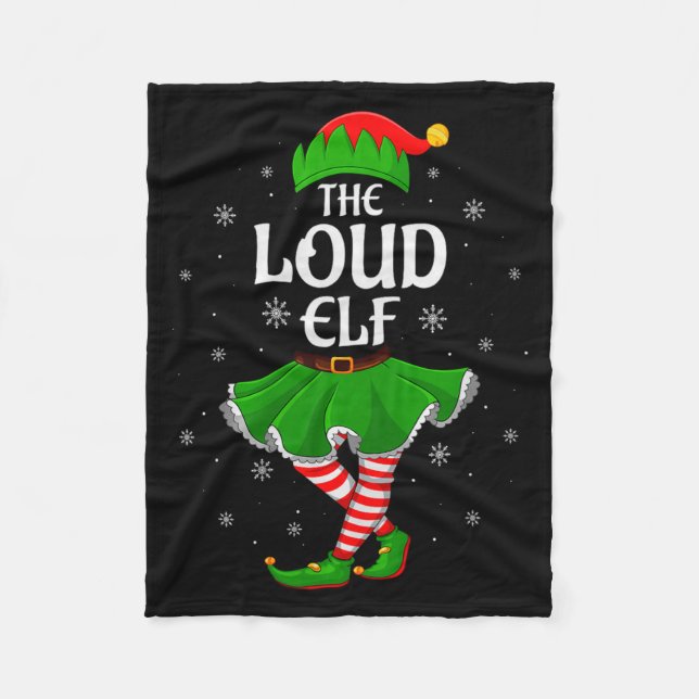 Loud Elf Christmas Family Girls Women Elf Squad Xm Fleecefilt (Framsidan)