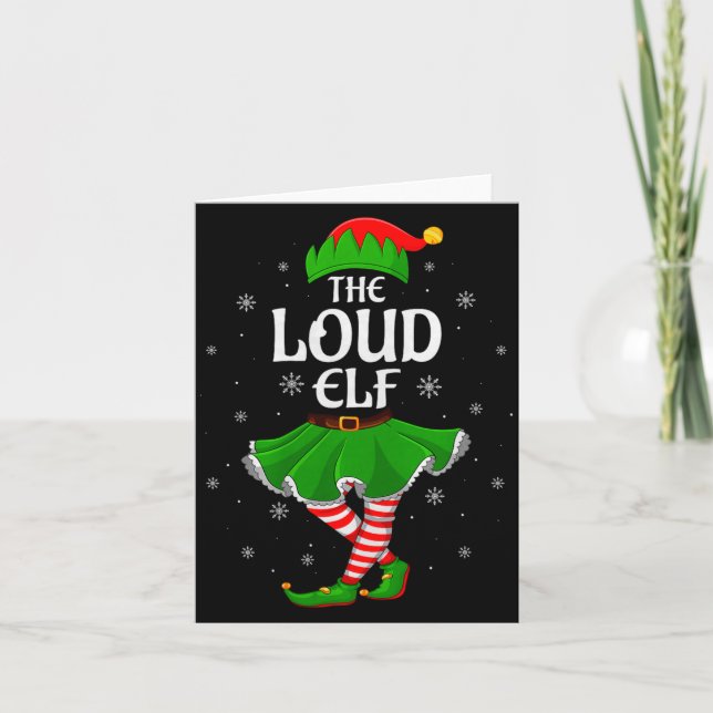 Loud Elf Christmas Family Girls Women Elf Squad Xm Kort (Framsida)