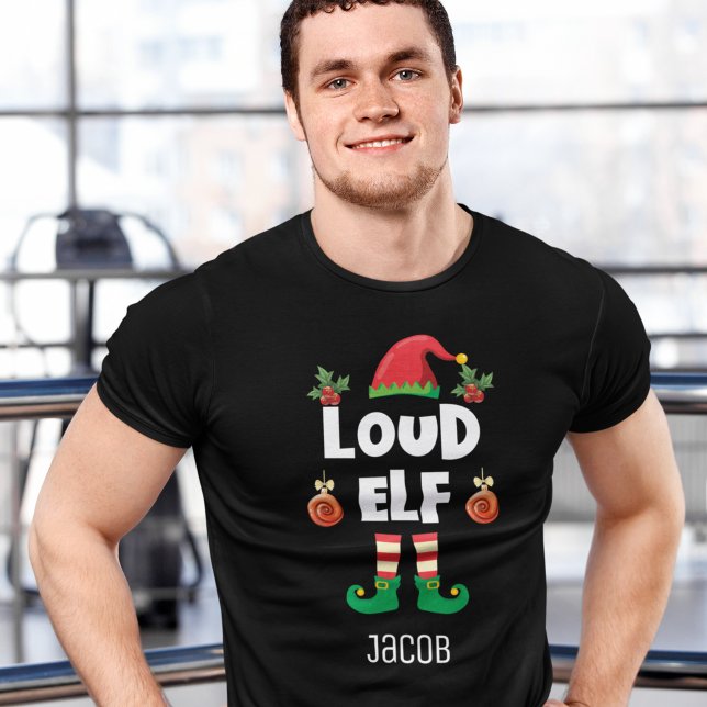 Loud Elf-familjen matchar jul med namn T Shirt (Skapare uppladdad)