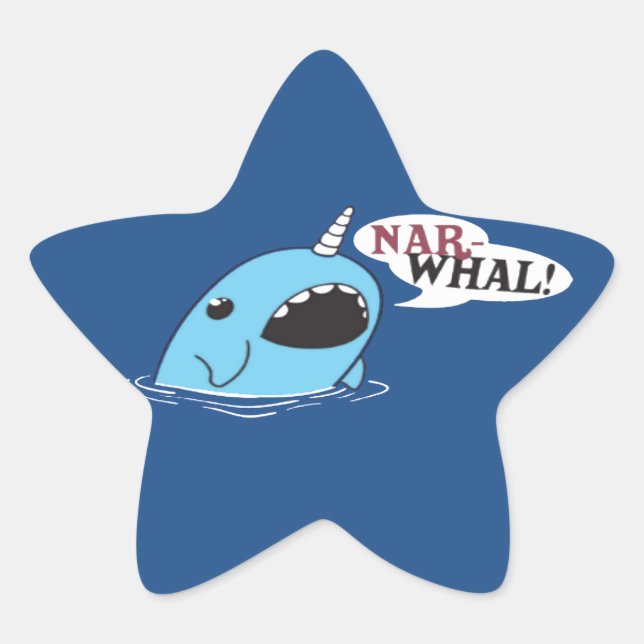 Loud Narwhal Stjärnformat Klistermärke (Framsida)